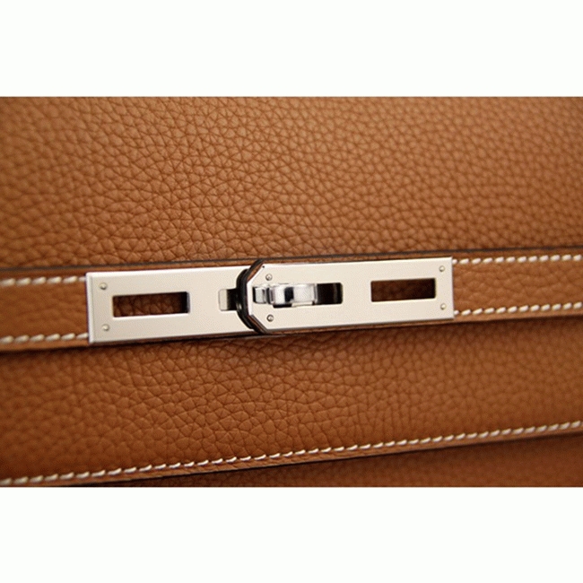Brown Calf Leather Fake H**me5 Kelly Depeche 38cm Briefcase