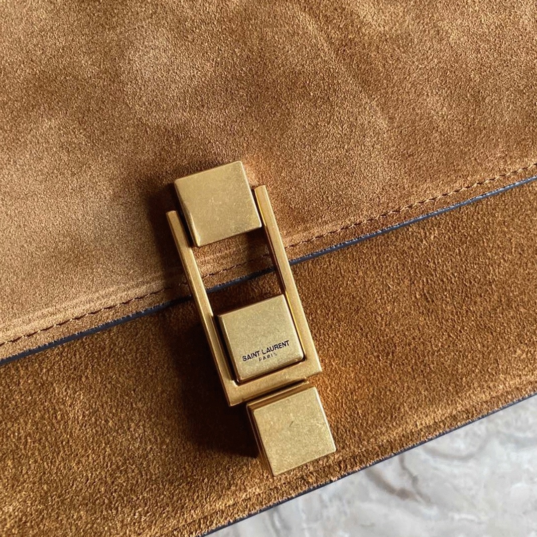 Fake Sa1nt Lau*nt Le Carre Satchel Bag Brown