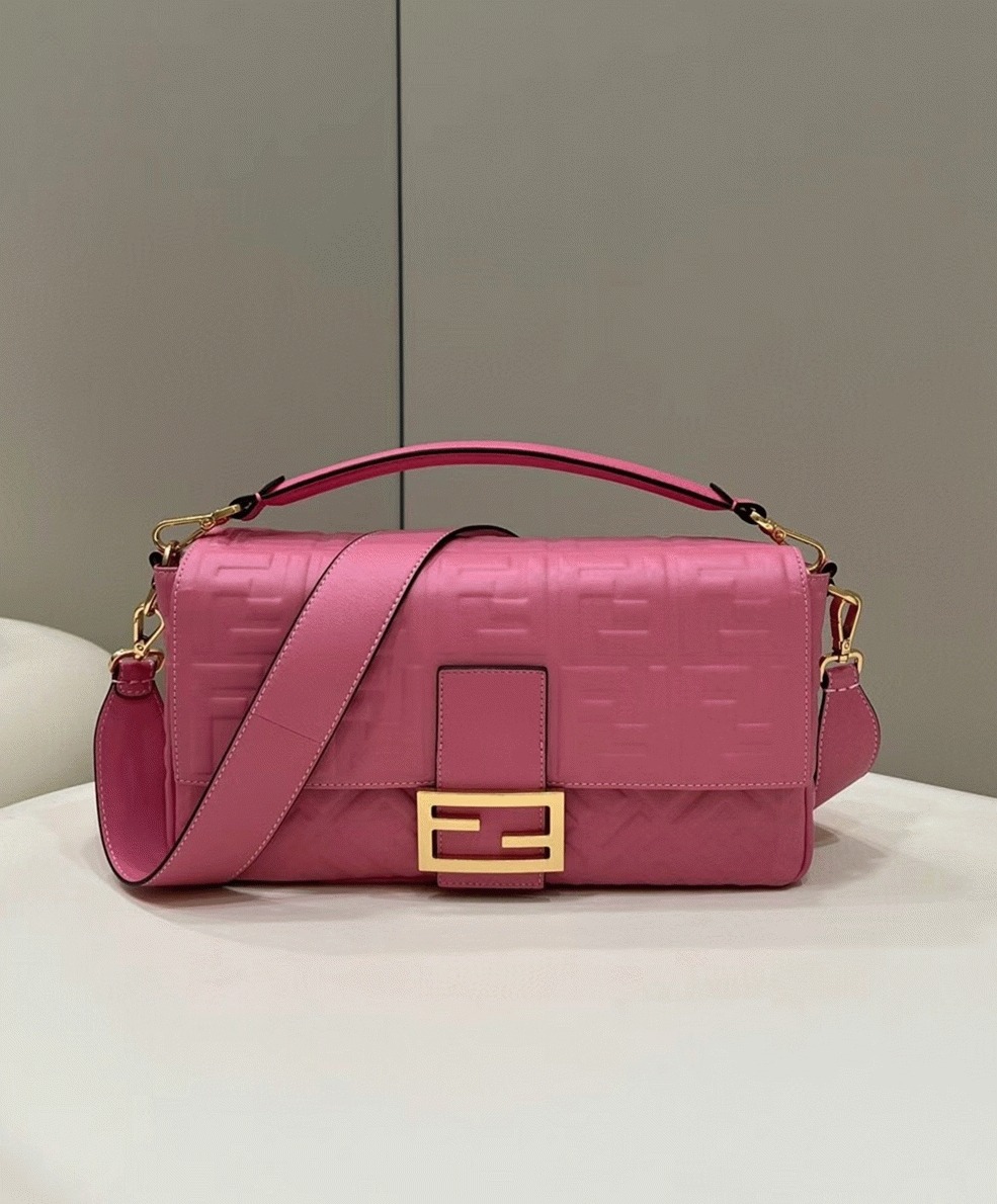 Top Quality Knockoff F**di Large Baguette Bag In Pink FF