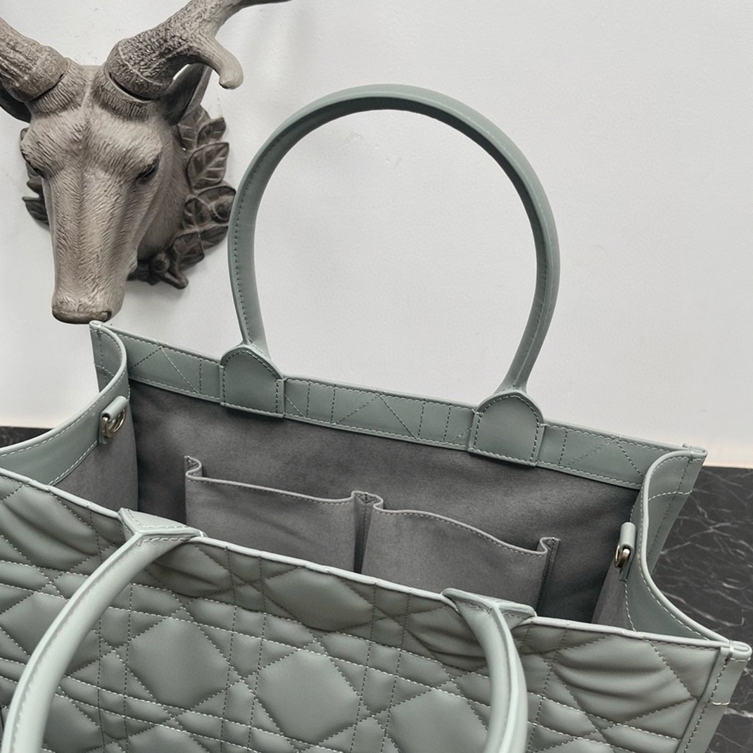 D10r Medium Book Tote Bag Replica with Strap in Grey
