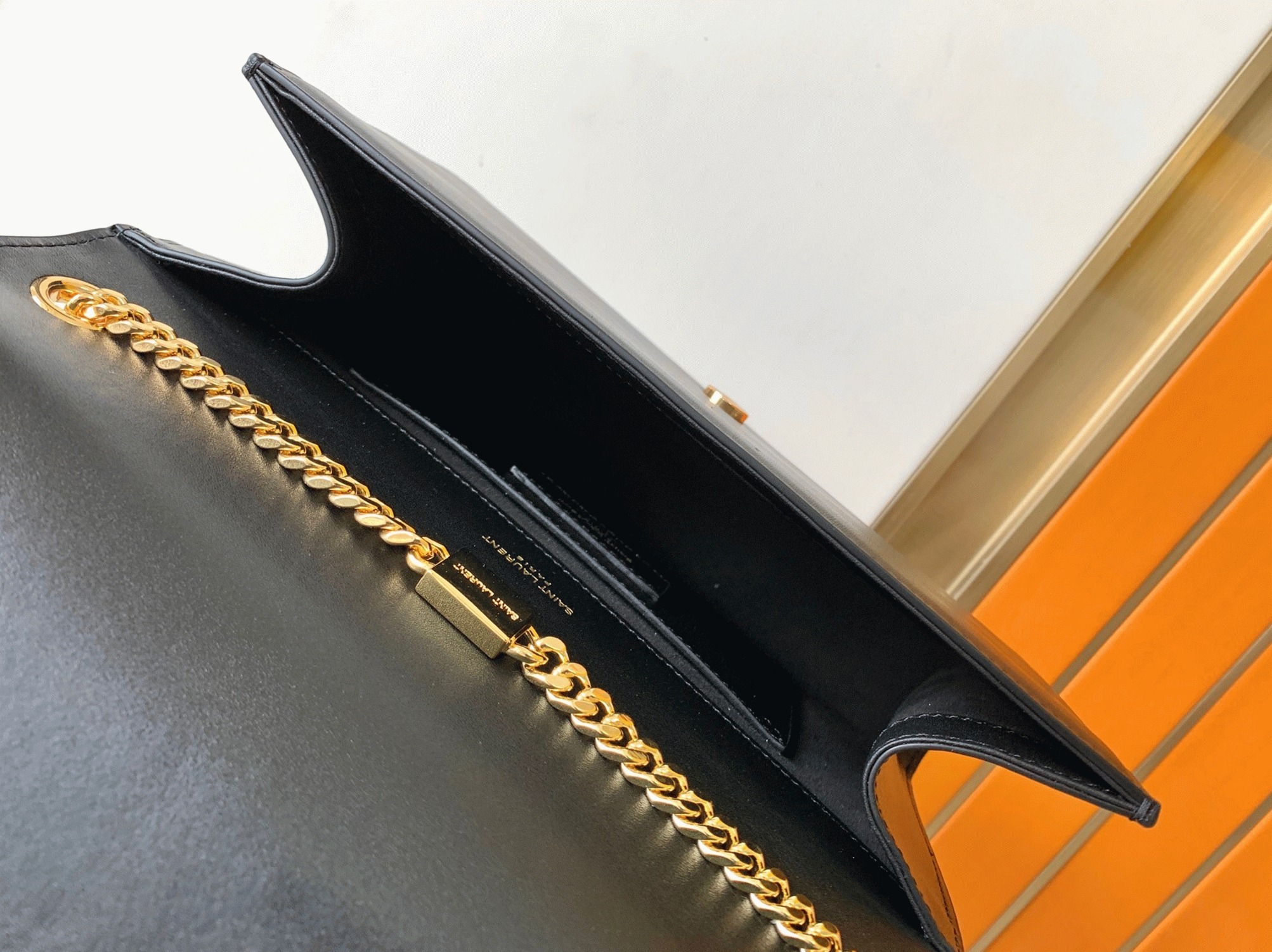 Fake Sa1nt Lau*nt Kate Medium Tassel Bag Black Smooth Leather