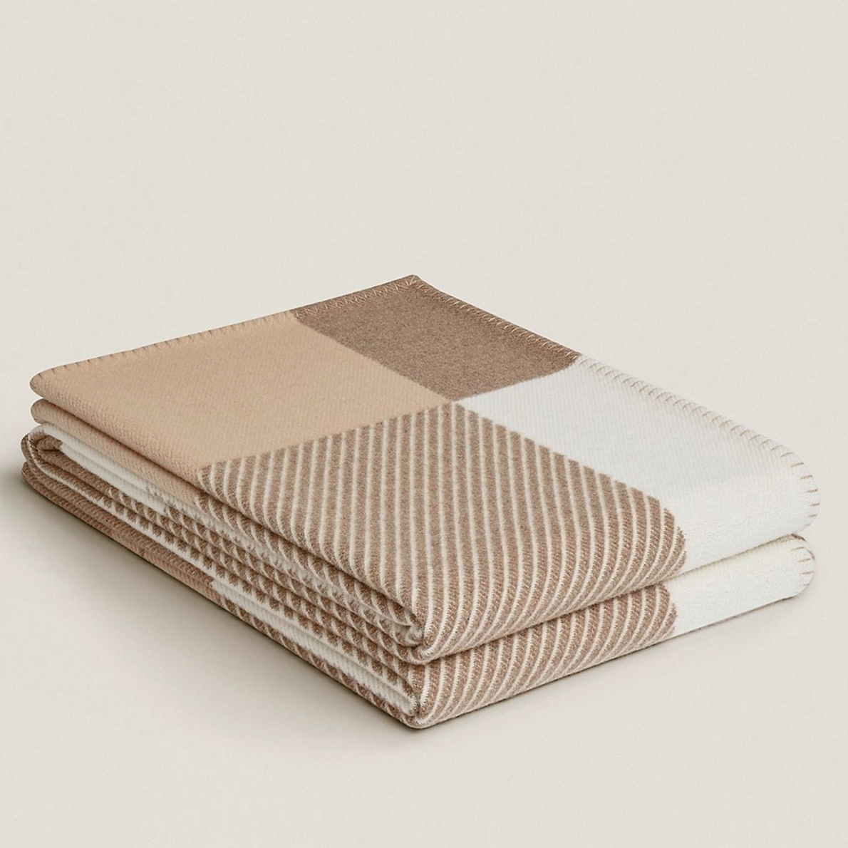 Best replica H**me5 H Riviera blanket in beige wool and cashmere