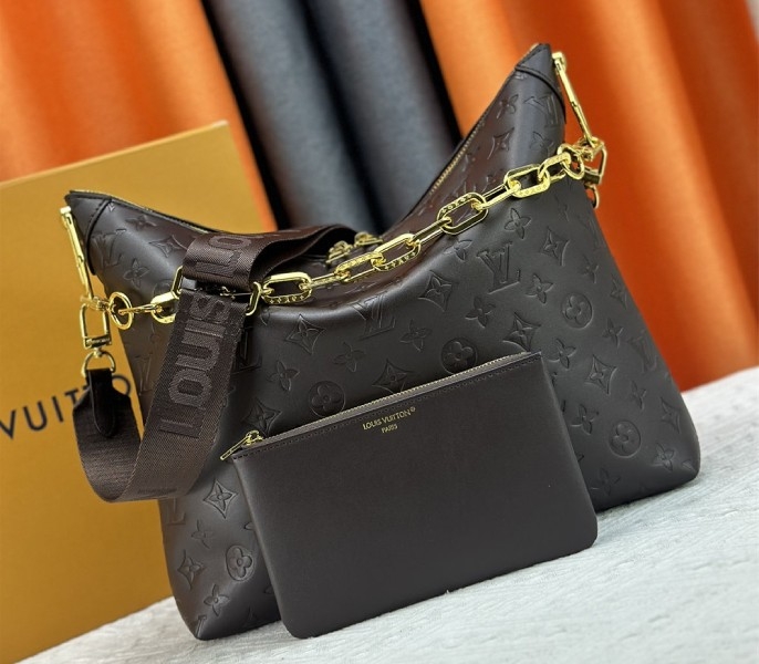 L0vis Vvtt0n Monogram Empreinte Coussin MM Hobo In Chocolate