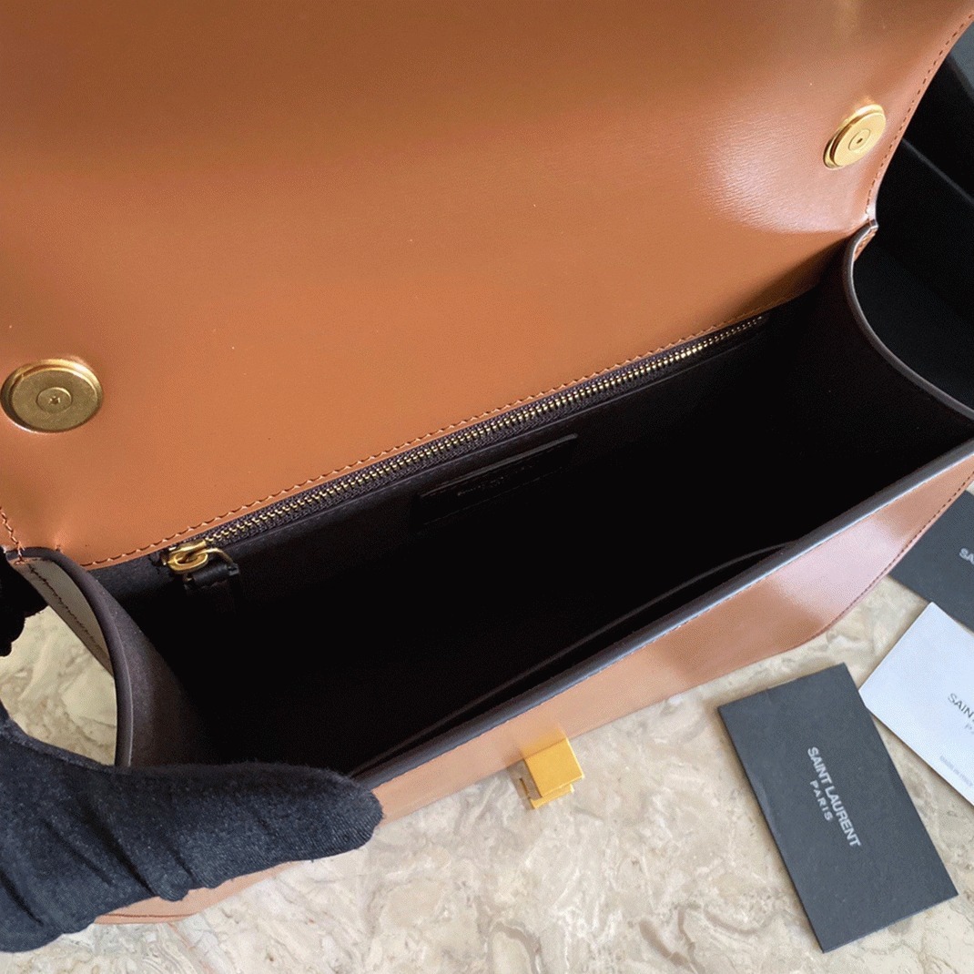 Fake Sa1nt Lau*nt Le Carre Satchel Bag Brown
