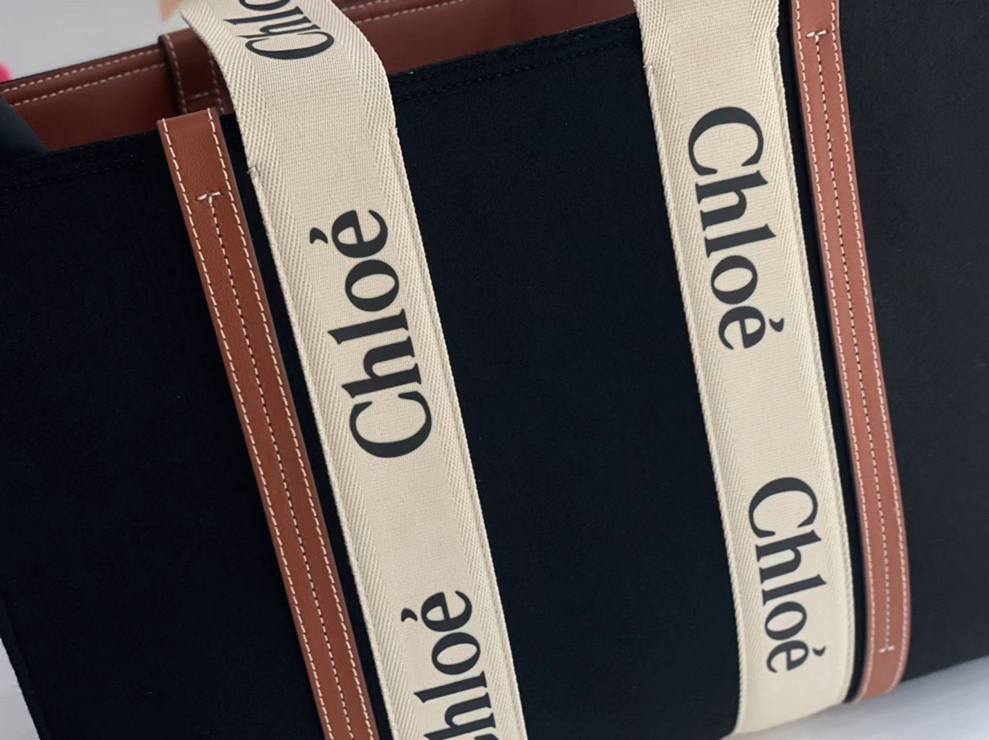 Top Quality Faux Chloe Large Woody Tote Bag In Black Felt