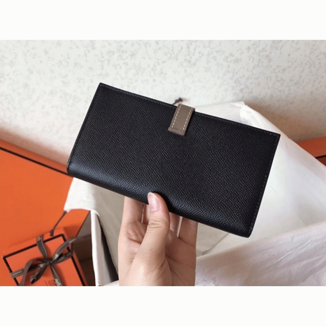 Black Taupe Fake H**me5 Bearn Wallet