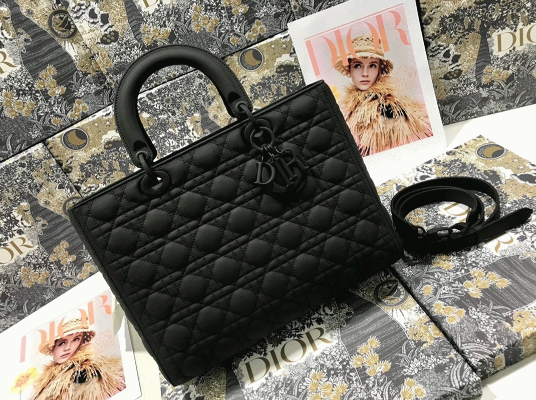 Black D10r Lady D10r Imitation Large Handbag