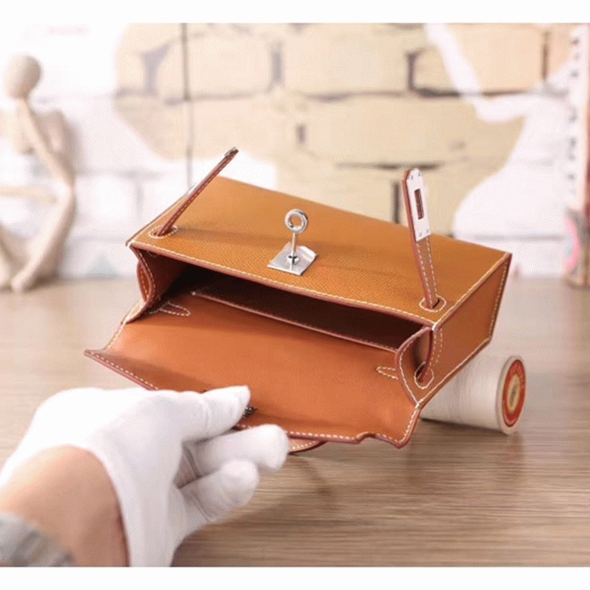 Brown Epsom Knockoff H**me5 Kelly 20CM Elegant Handbag