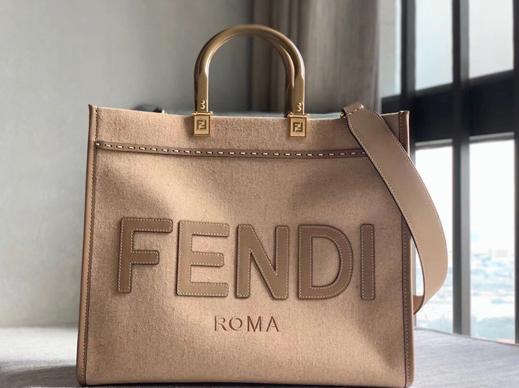 Top Quality Fake F**di Sunshine Medium Tote Bag In Brown Flannel