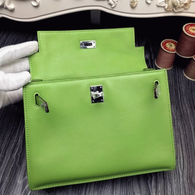 Green Swift Leather Top Replica H**me5 Kelly Danse Convertible Bag