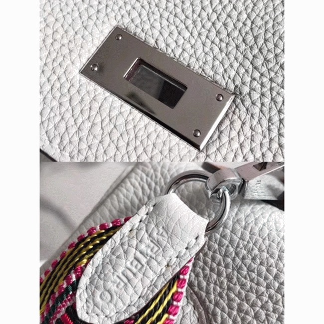 White H**me5 Kelly 28cm Knockoff Bag with Zigzag Handle