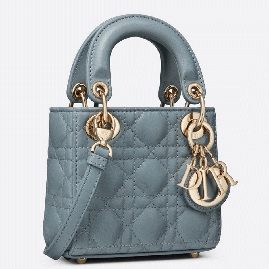 D10r Lady D10r Micro Bag Fake in Blue Cannage Lambskin