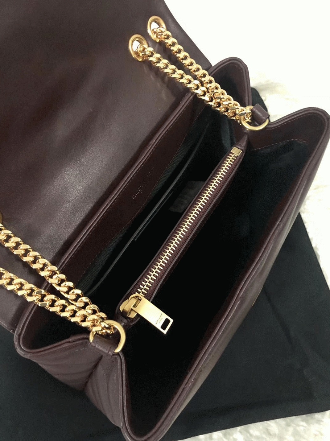 Replica Sa1nt Lau*nt LouLou Small Chain Bag Burgundy