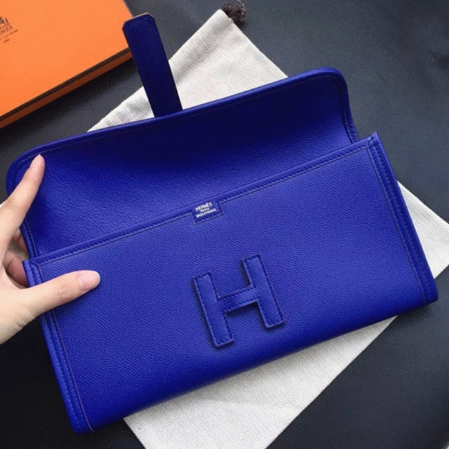 Electric Blue Epsom Replica H**me5 Jige Elan 29 Modern Clutch