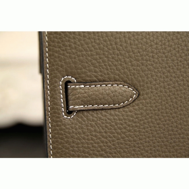 Grey Calf Leather Fake H**me5 Kelly Depeche 38cm Briefcase Elegant Bag