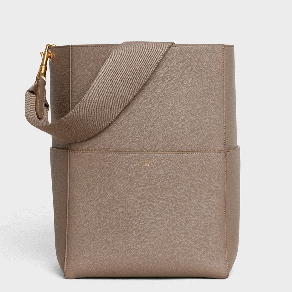 Top Quality Fake Ce1i*e Sangle Bucket Bag In Taupe Grained Calfskin