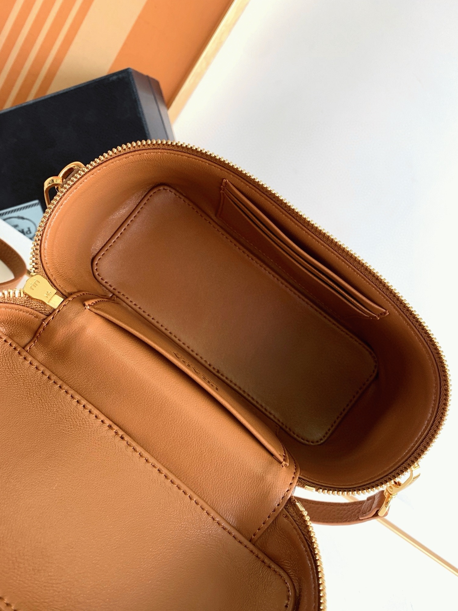 Pra*a Mini Vanity Bag Imitation in Brown