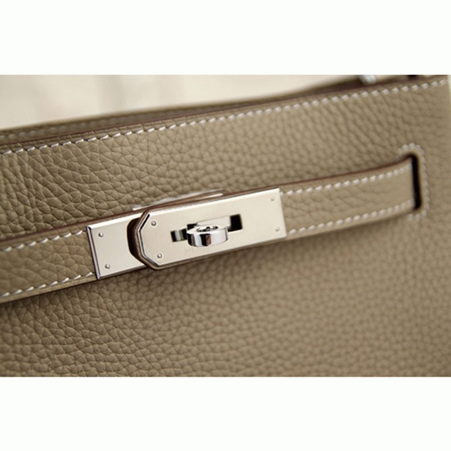 Grey Leather Replica H**me5 So Kelly 22cm Soft Leather Shoulder Bag