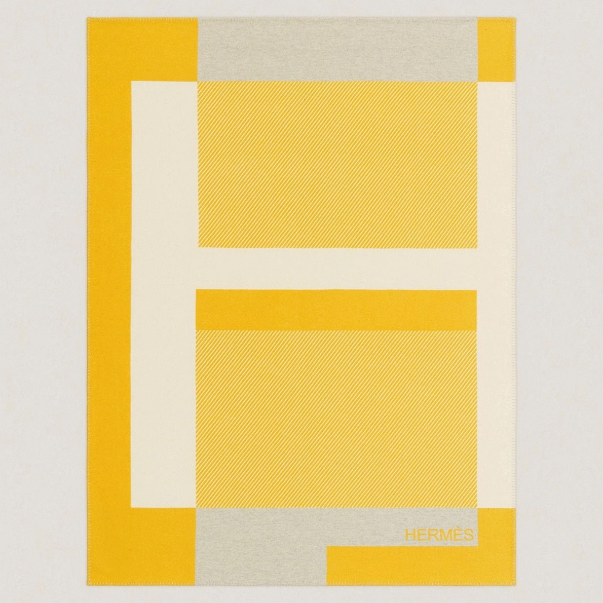 Replica H**me5 H Riviera blanket in yellow wool and cashmere