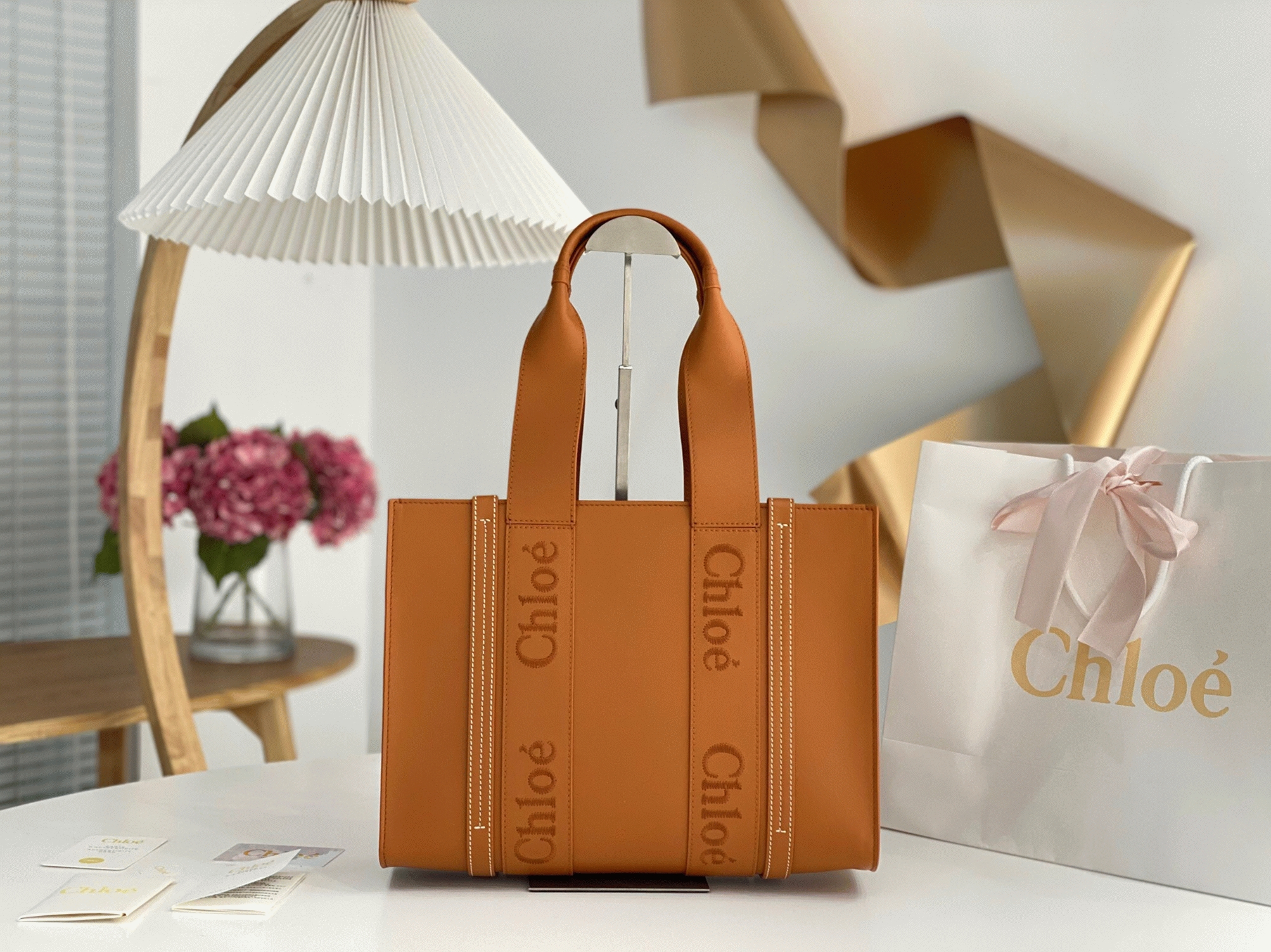 Top Quality Faux Chloe Woody Medium Tote Bag In Brown Calfskin
