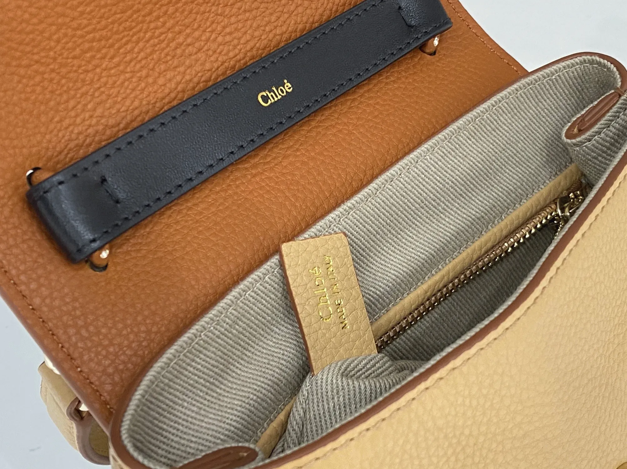 Top Quality Replica Chloe Penelope Small Shoulder Bag in Beige Grained Calfskin