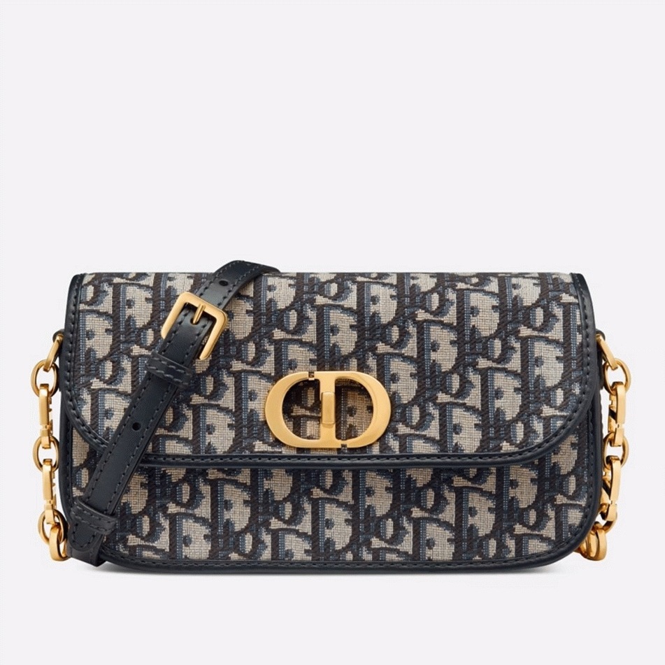 D10r 30 Montaigne Avenue Bag Fake in Blue D10r Oblique Jacquard