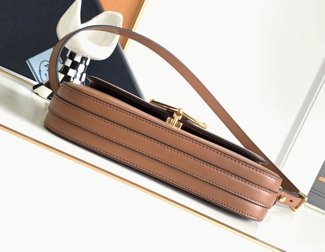 Pra*a Shoulder Bag Knockoff in Cognac Smooth Calfskin
