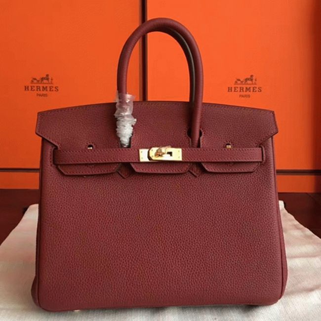 Bordeaux H**me5 Birkin 25cm Faux Quality Replica