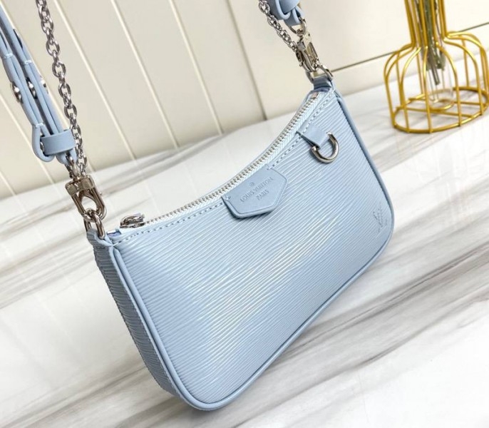 L0vis Vvtt0n Epi Leather Easy Pouch On Strap In Bleu Celeste Blue