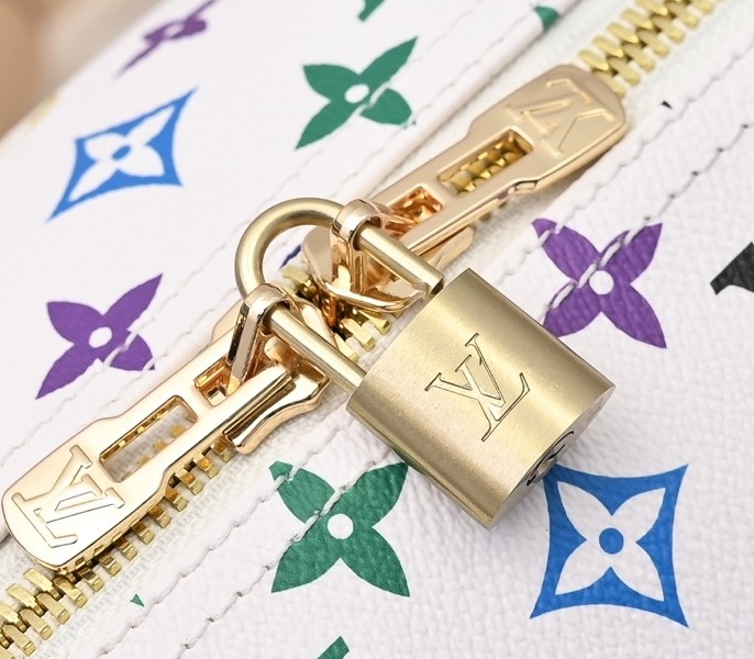LV X TM Multicolored Keepall Bandouliere 50 In White