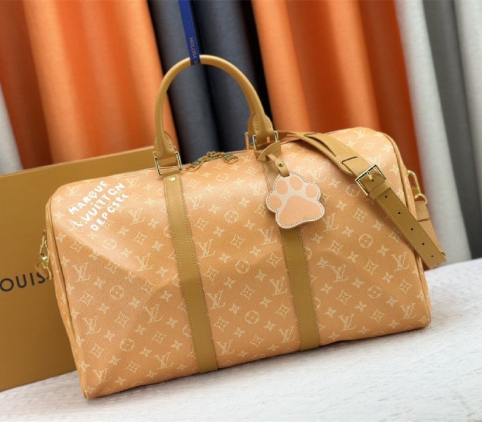 L0vis Vvtt0n Monogram Heritage Canvas Keepall Bandouliere 45 In Yellow