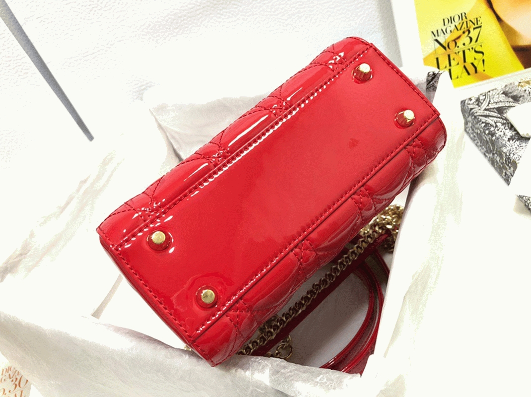D10r Lady D10r Mini Chain Bag Knockoff with Chain in Red