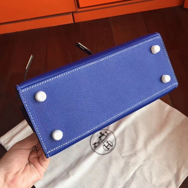 Electric Blue Epsom Fake H**me5 Kelly 25cm Bold Purse
