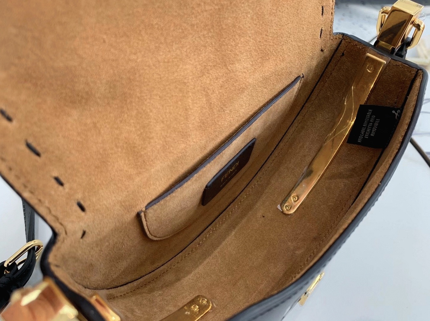 Top Quality Replica F**di Moonlight Saddle Bag In Black Calfskin