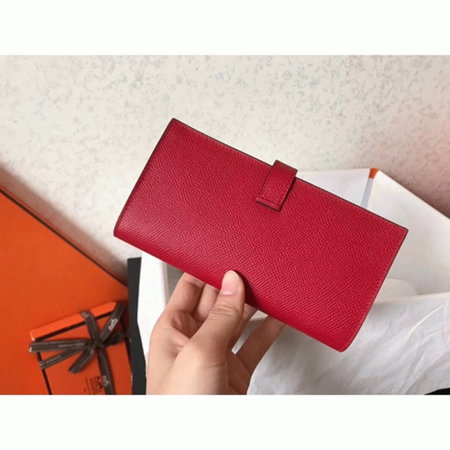 Red Epsom Fake H**me5 Bearn Wallet