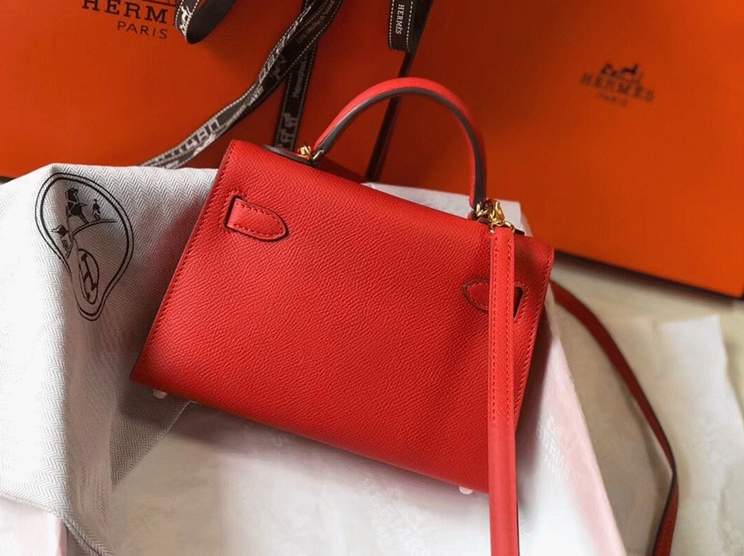 H**me5 Kelly Mini II Bag Replica in Rouge Casaque