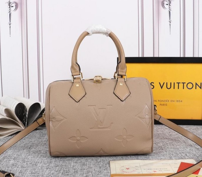 L0vis Vvtt0n Monogram Empreinte Leather Speedy Bandouliere 25 Handbag In Tourterelle Gray