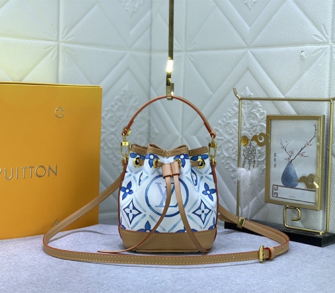 L0vis Vvtt0n LV By The Pool Monogram Tiles Canvas Nano Noe Bag In Lagoon Blue
