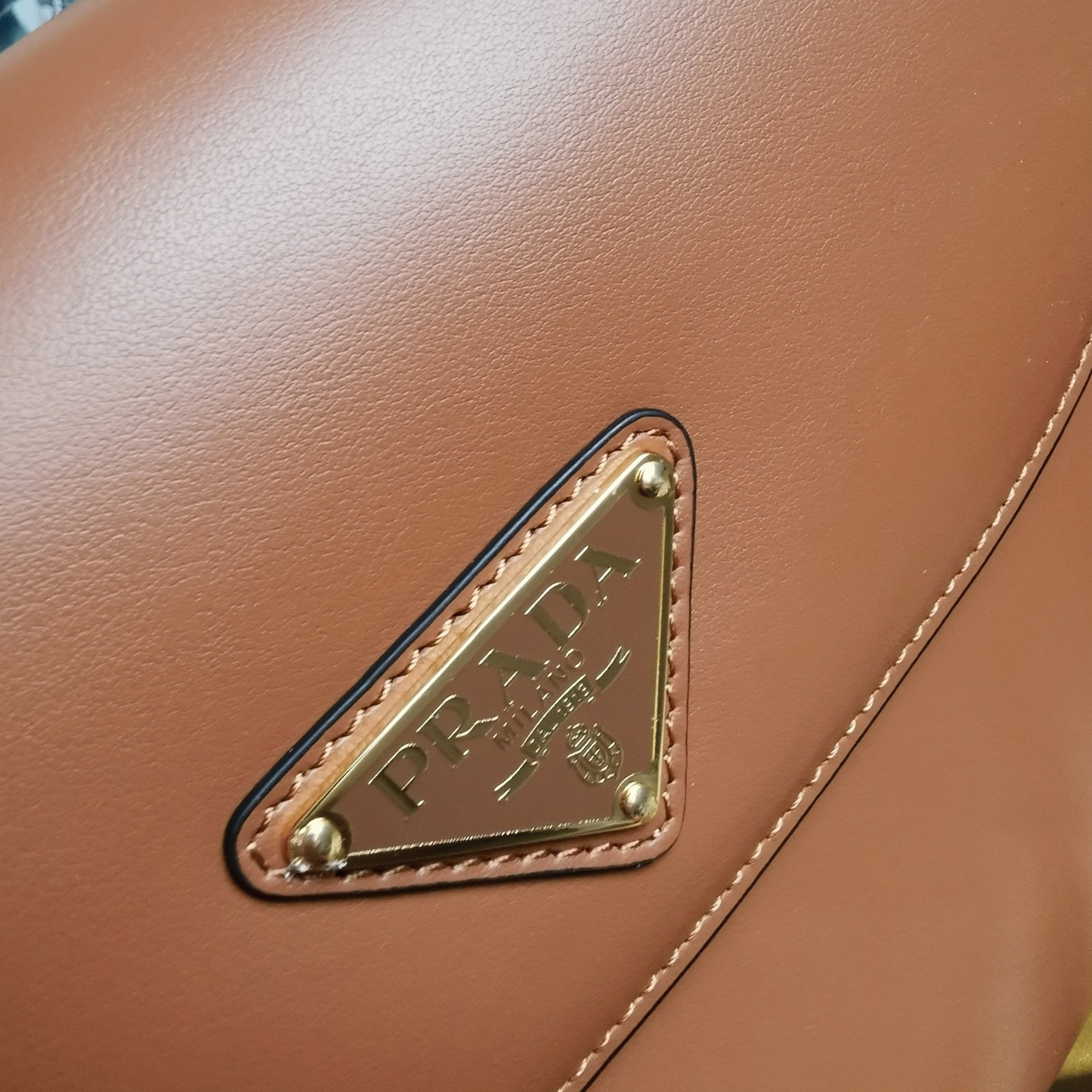 Pra*a Arque Shoulder Bag with Flap Fake in Brown
