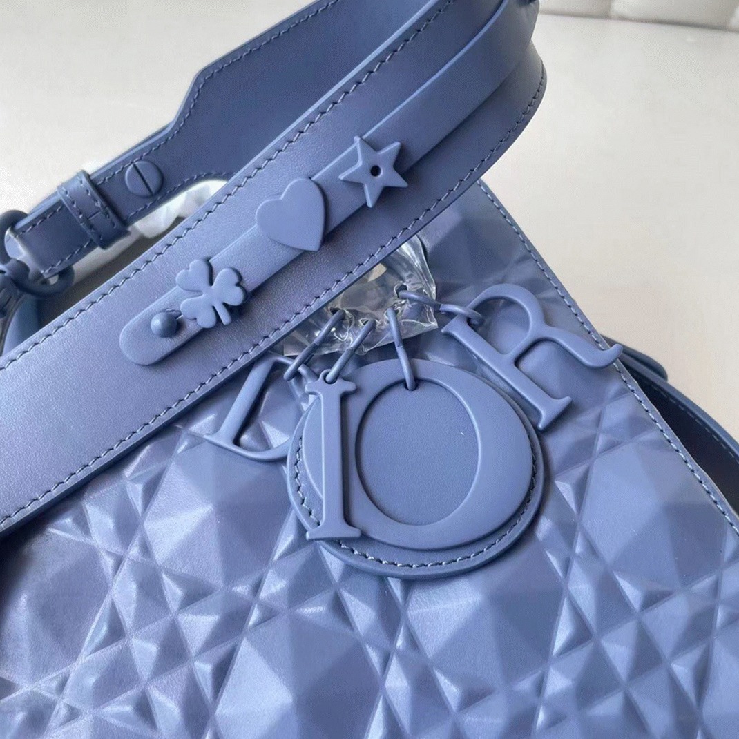 D10r Small Lady D10r My ABCD10r Bag Replica in Denim Calfskin with D1am0nd Motif