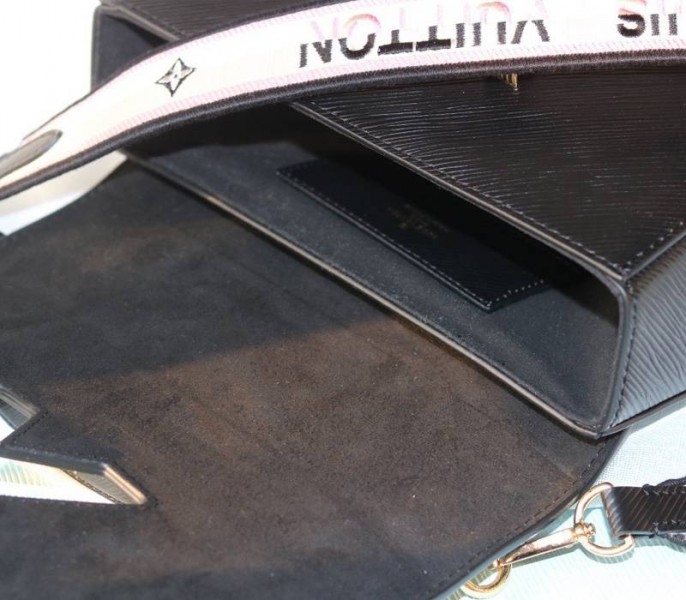 L0vis Vvtt0n Epi Leather Twist MM Bag Black With Jacquard Strap