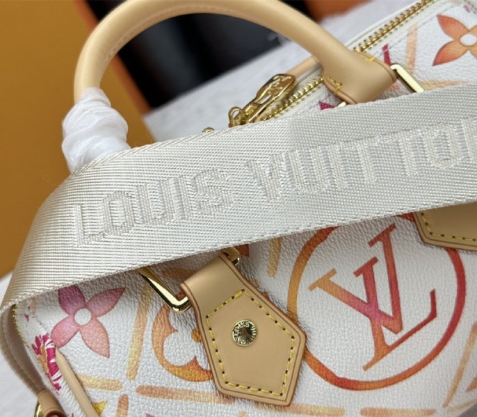 L0vis Vvtt0n LV By The Pool Monogram Tiles Canvas Speedy Bandouliere 20 Bag In Coral