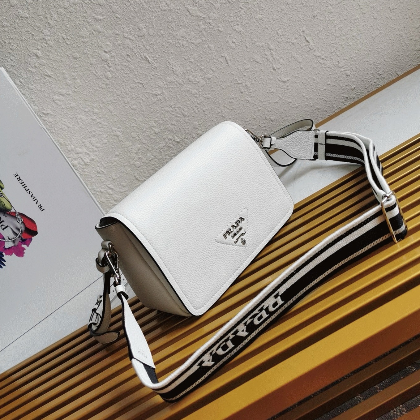 Pra*a Flap Shoulder Bag Fake in Cornflower