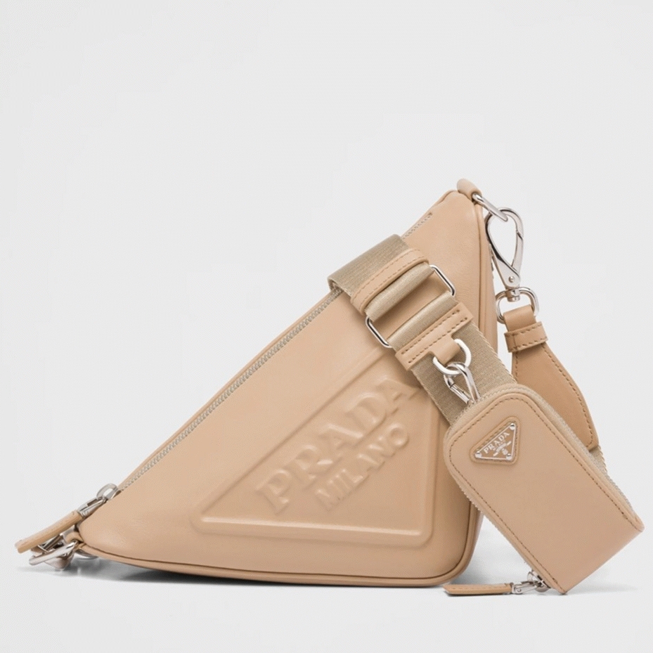 Pra*a Triangle Shoulder Bag Imitation in Beige