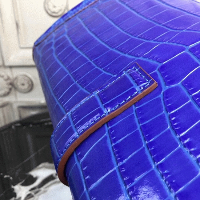 Blue electric crocodile leather replica H**me5 Jige Elan clutch bag