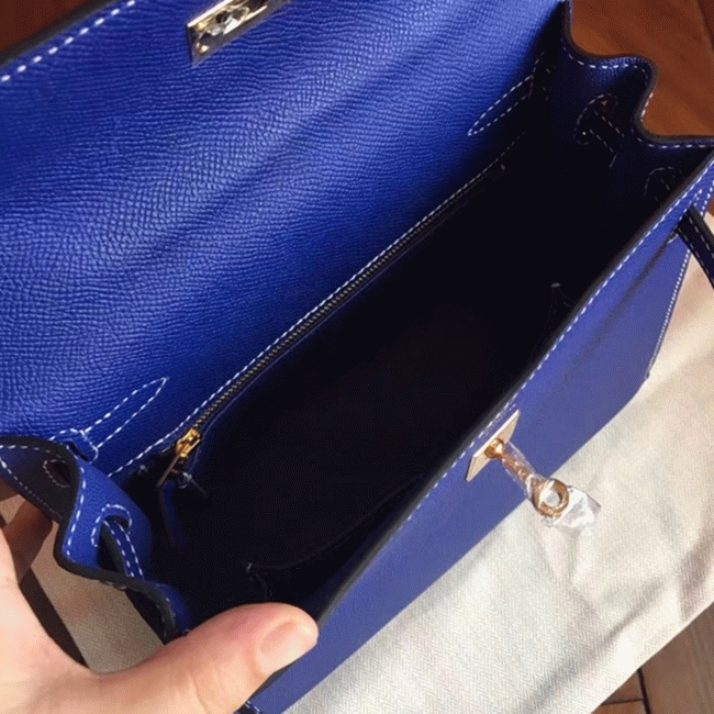 Electric Blue Epsom Fake H**me5 Kelly 25cm Bold Purse