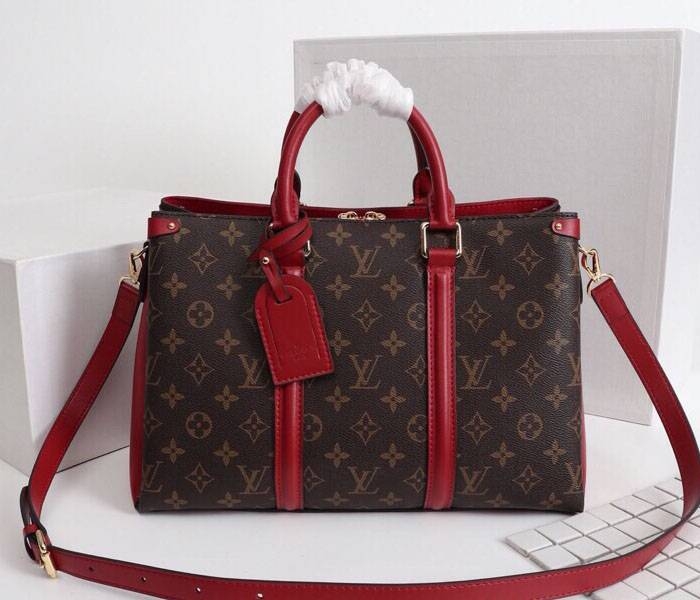 L0vis Vvtt0n Monogram Canvas Soufflot MM Bag In Cerise Red