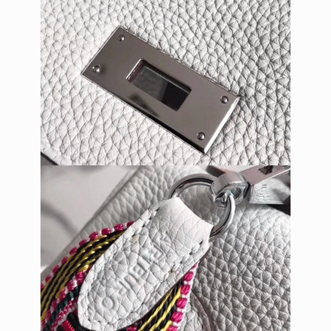 White with Zigzag Handle Replica H**me5 Kelly 28cm Unique Bag