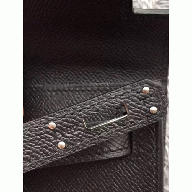 Black Epsom Fake H**me5 Kelly Cut Clutch Sleek Handbag