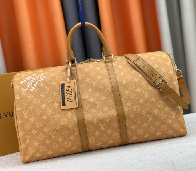 L0vis Vvtt0n Monogram Heritage Canvas Keepall Bandouliere 55 In Yellow